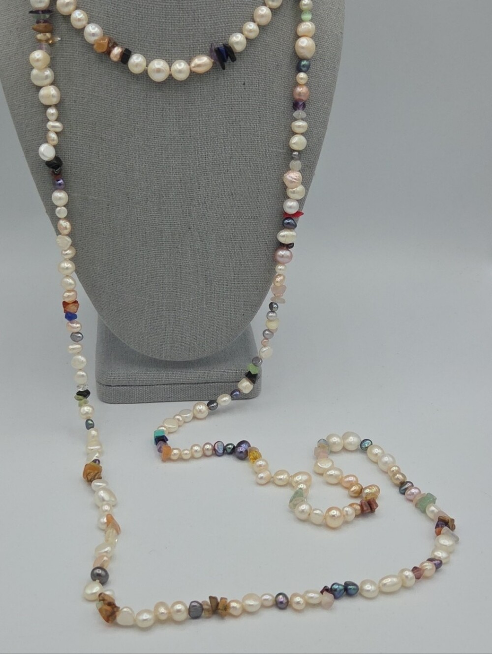 5 for $25! Freshwater Pearl and Multicolor Gemstone Long Necklace